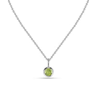 Peridot Round Silver Solitaire Pendant with Chain for Women