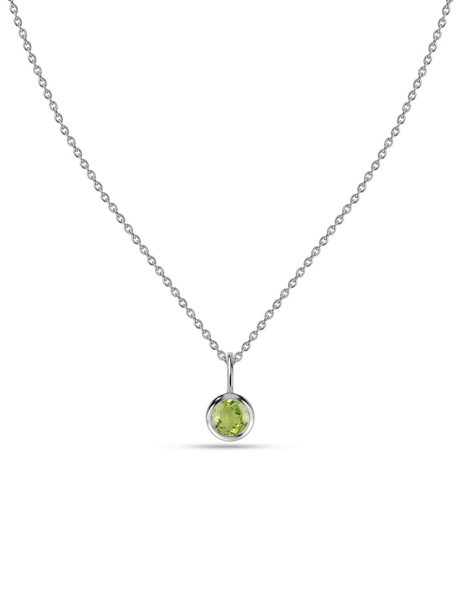 Peridot Round Solitaire Pendant with Chain