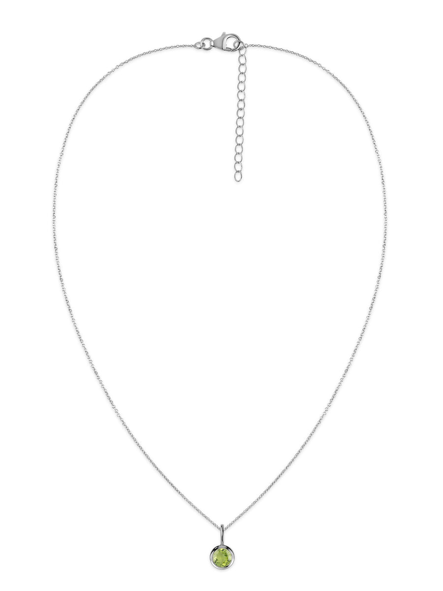 Peridot Round Solitaire Pendant with Chain