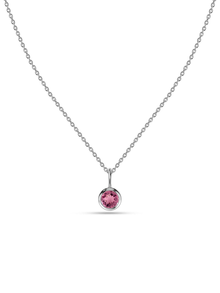 Tourmaline Round Solitaire Pendant with Chain