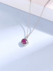 Natural Ruby Round Solitaire Pendant with Chain
