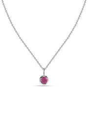 Natural Ruby Round Solitaire Pendant with Chain