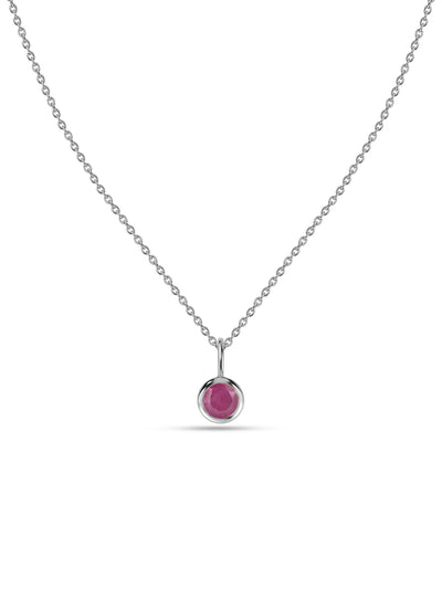 Natural Ruby Silver Solitaire Pendant for Women