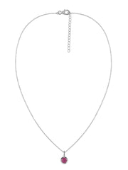 Natural Ruby Round Solitaire Pendant with Chain