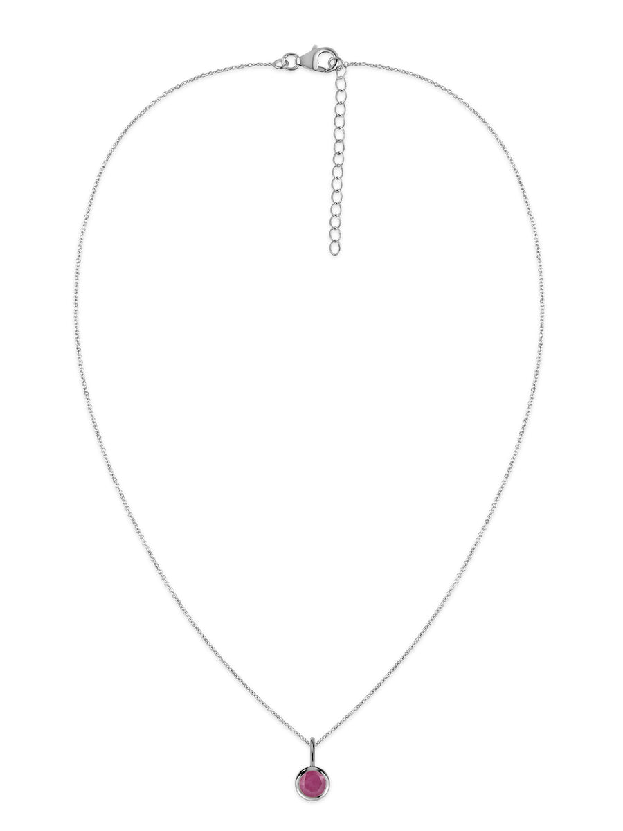 Natural Ruby Round Solitaire Pendant with Chain