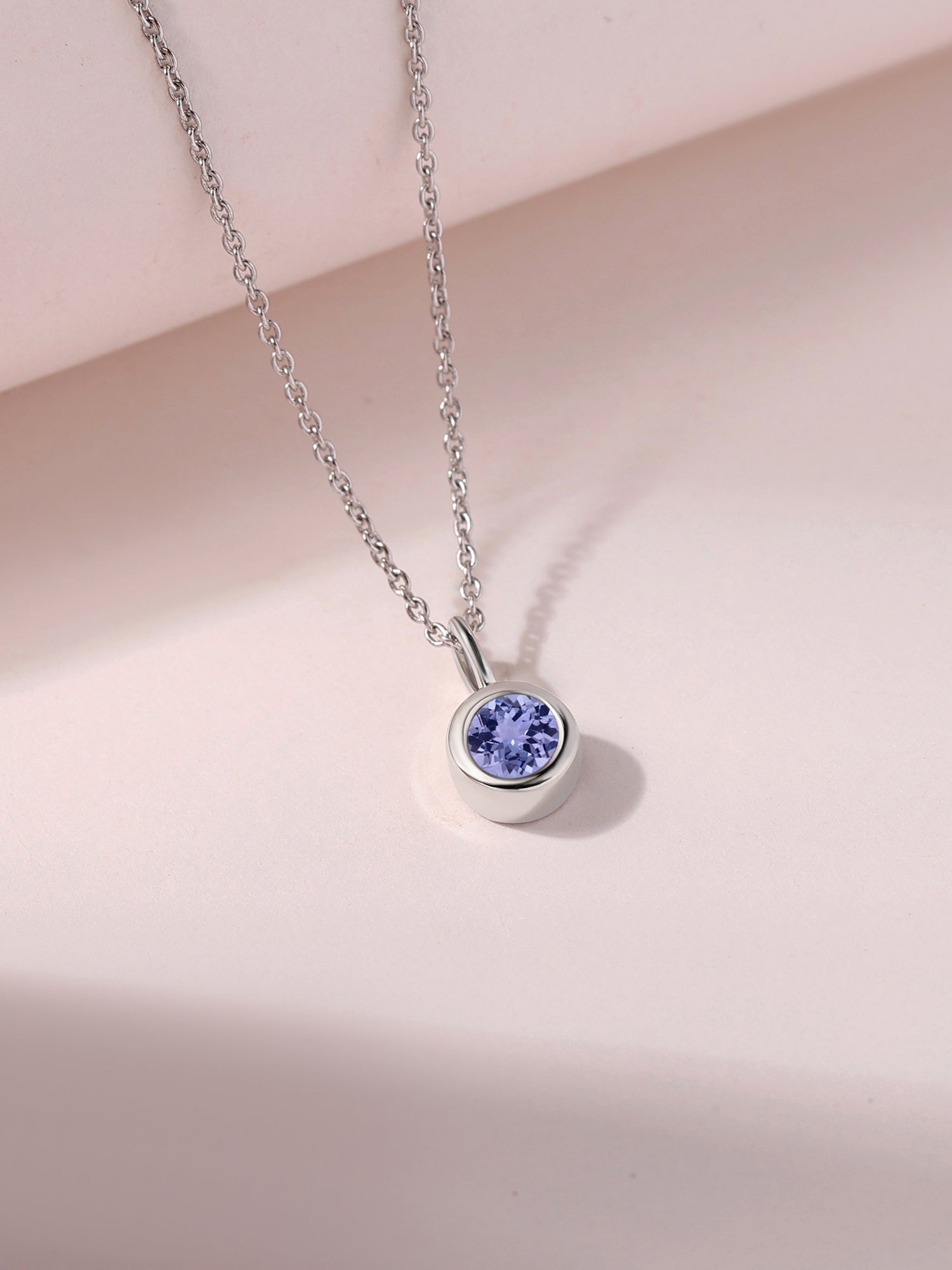 Natural Tanzanite Round Solitaire Pendant with Chain