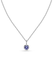 Natural Tanzanite Round Solitaire Pendant with Chain