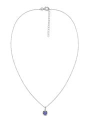Natural Tanzanite Round Solitaire Pendant with Chain