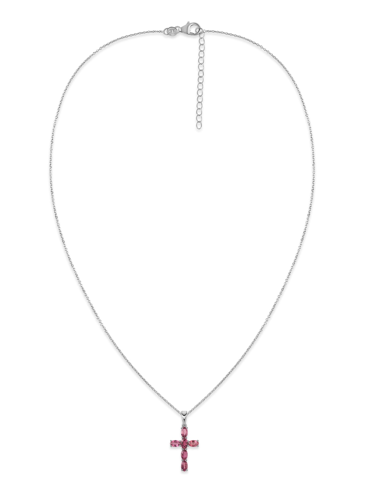 Pink Tourmaline Cross Silver Pendant