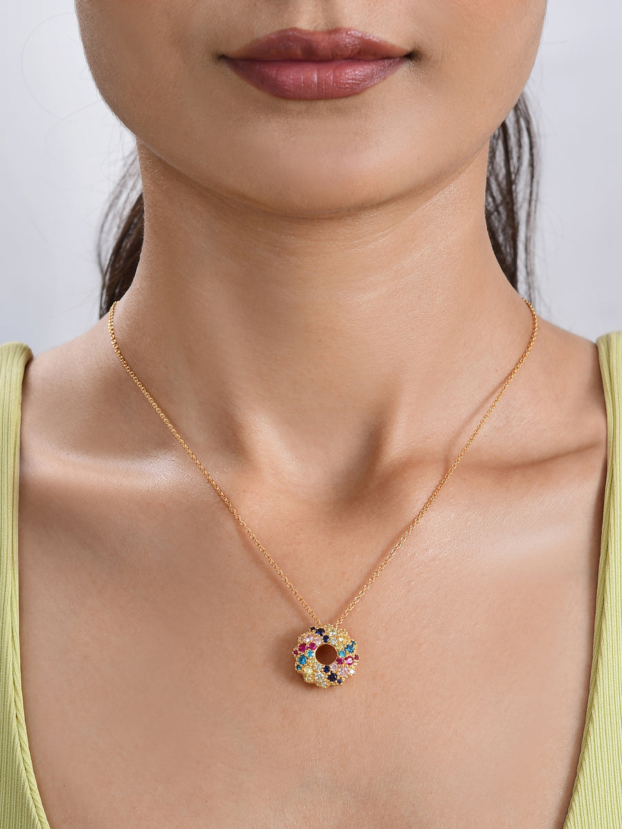 Color Donut Gold Pendant For Women