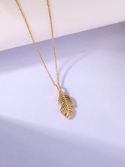 Whispering Leaf Gold Pendant With Chain