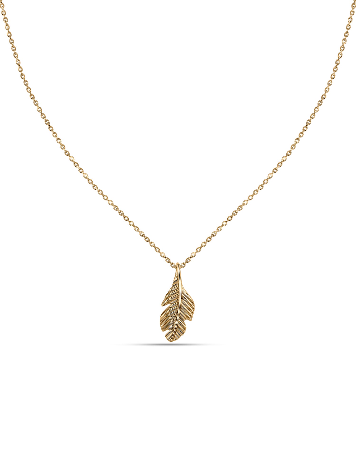 Whispering Leaf Gold Pendant With Chain