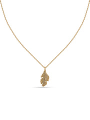 Whispering Leaf Gold Pendant With Chain
