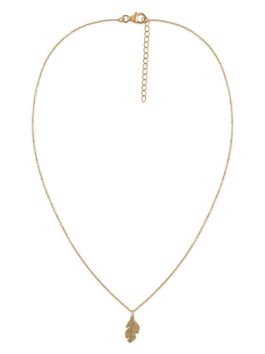 Whispering Leaf Gold Pendant With Chain