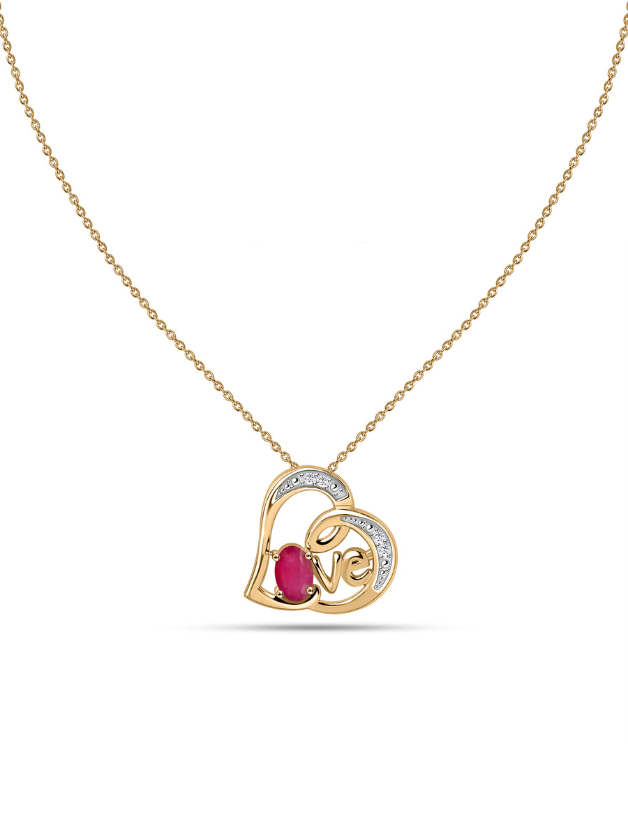 Love Embrace Thai Ruby Heart Silver Pendant