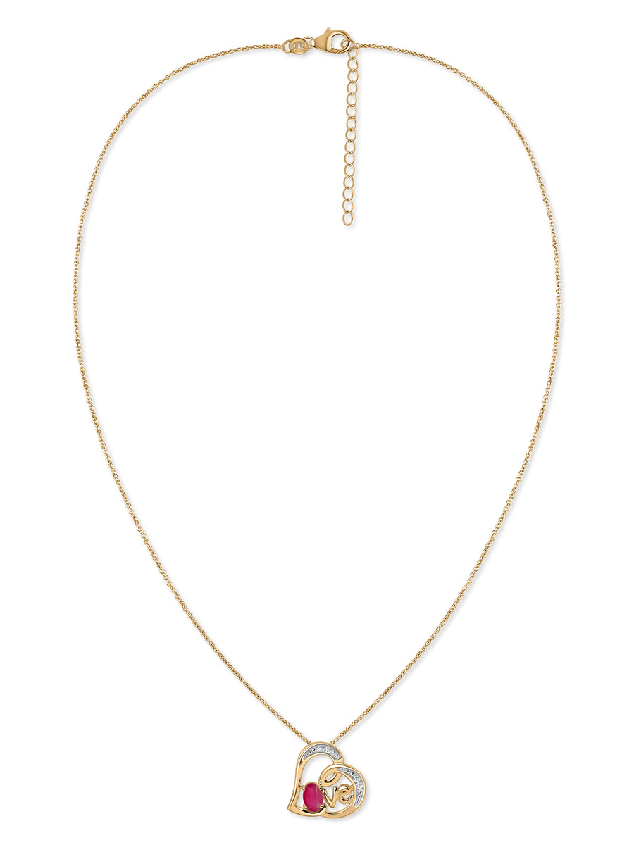 Love Embrace Thai Ruby Heart Silver Pendant