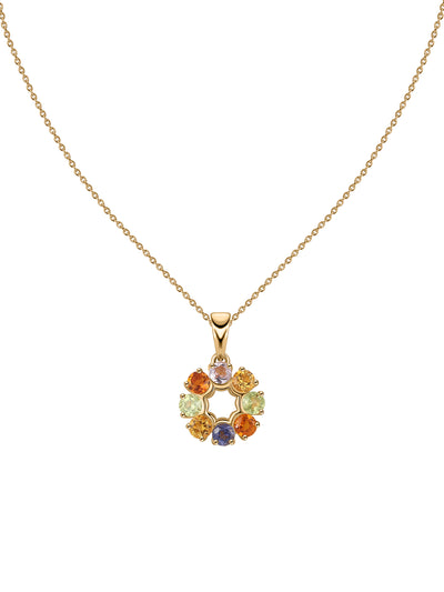 Sunlit Harmony Natural Multi-Gemstone Gold Plated Pendant for Her