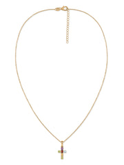 Sacred Spectrum Multi-Gemstone Silver Cross Pendant