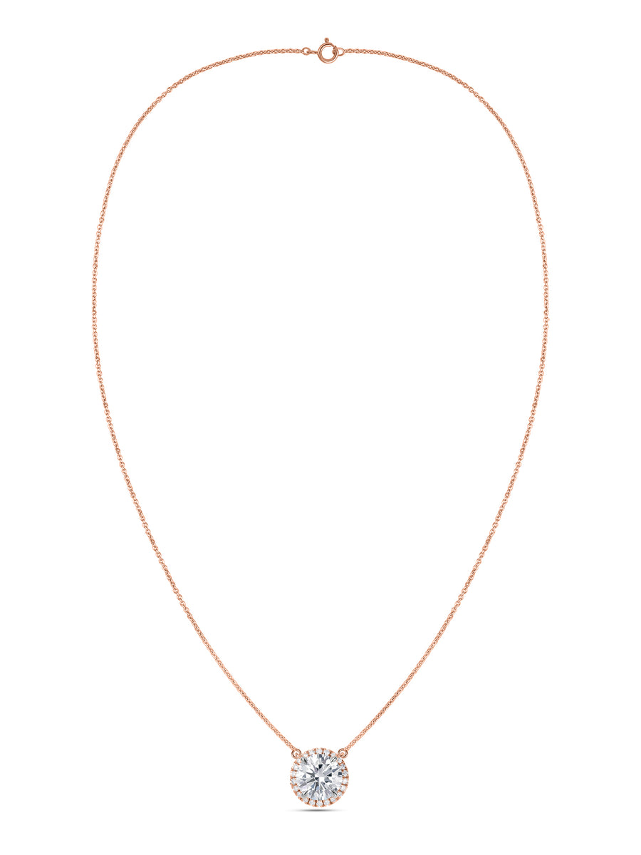 Ornate 2 Carat Solitaire Diamond Halo Necklace