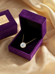 Ornate 2 Carat Solitaire Diamond Halo Necklace