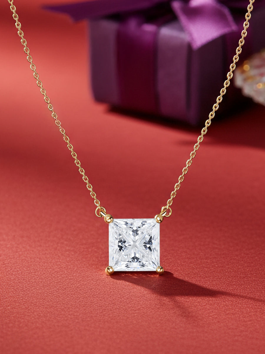 Regal Princess Cut Lab Grown Diamond Necklace