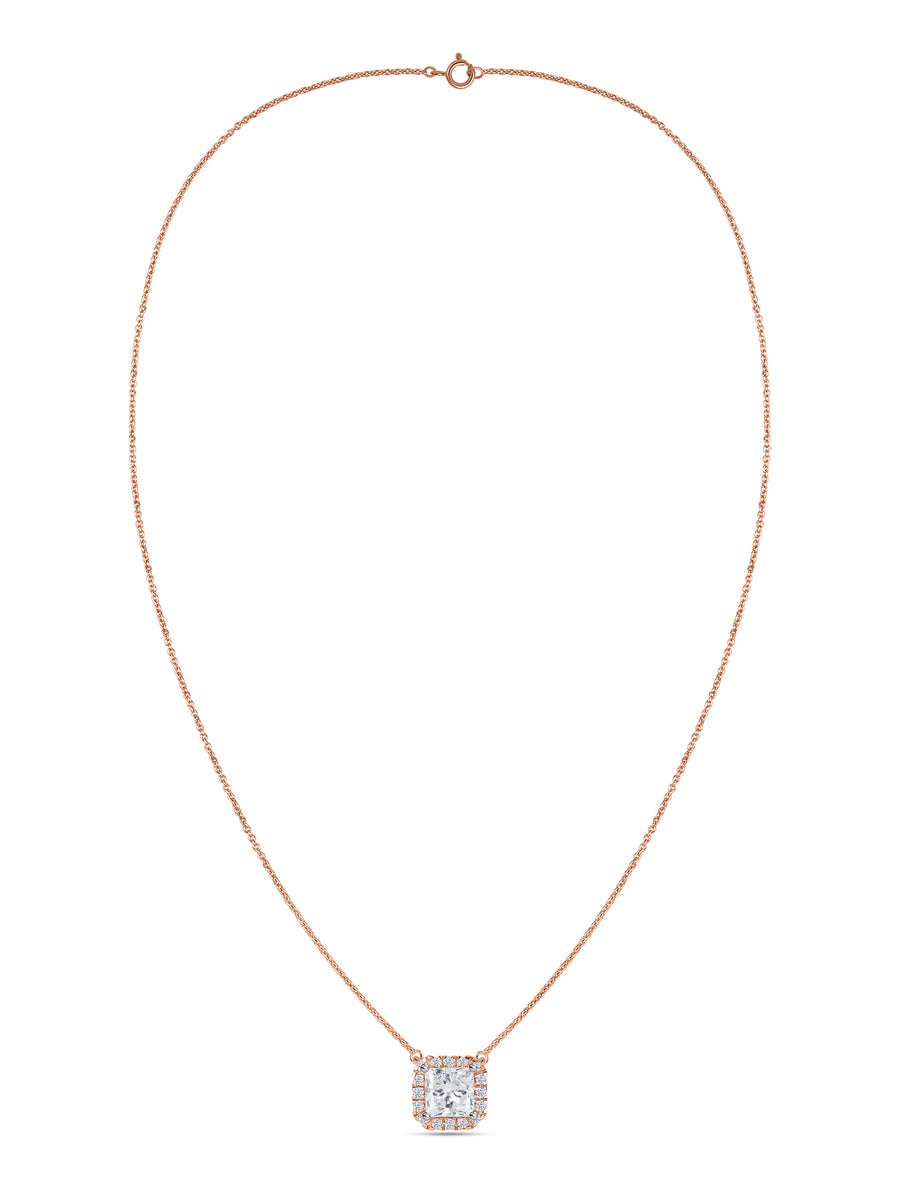 Princess 1 Carat Lab Diamond Gold Necklace