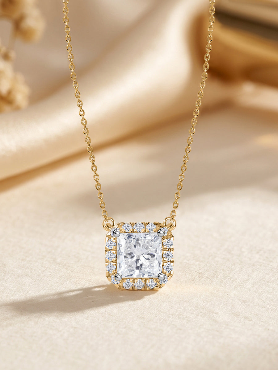 Princess 1 Carat Lab Diamond Gold Necklace
