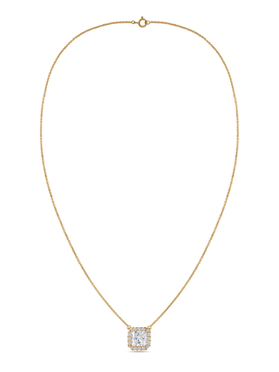 Princess 1 Carat Lab Diamond Gold Necklace