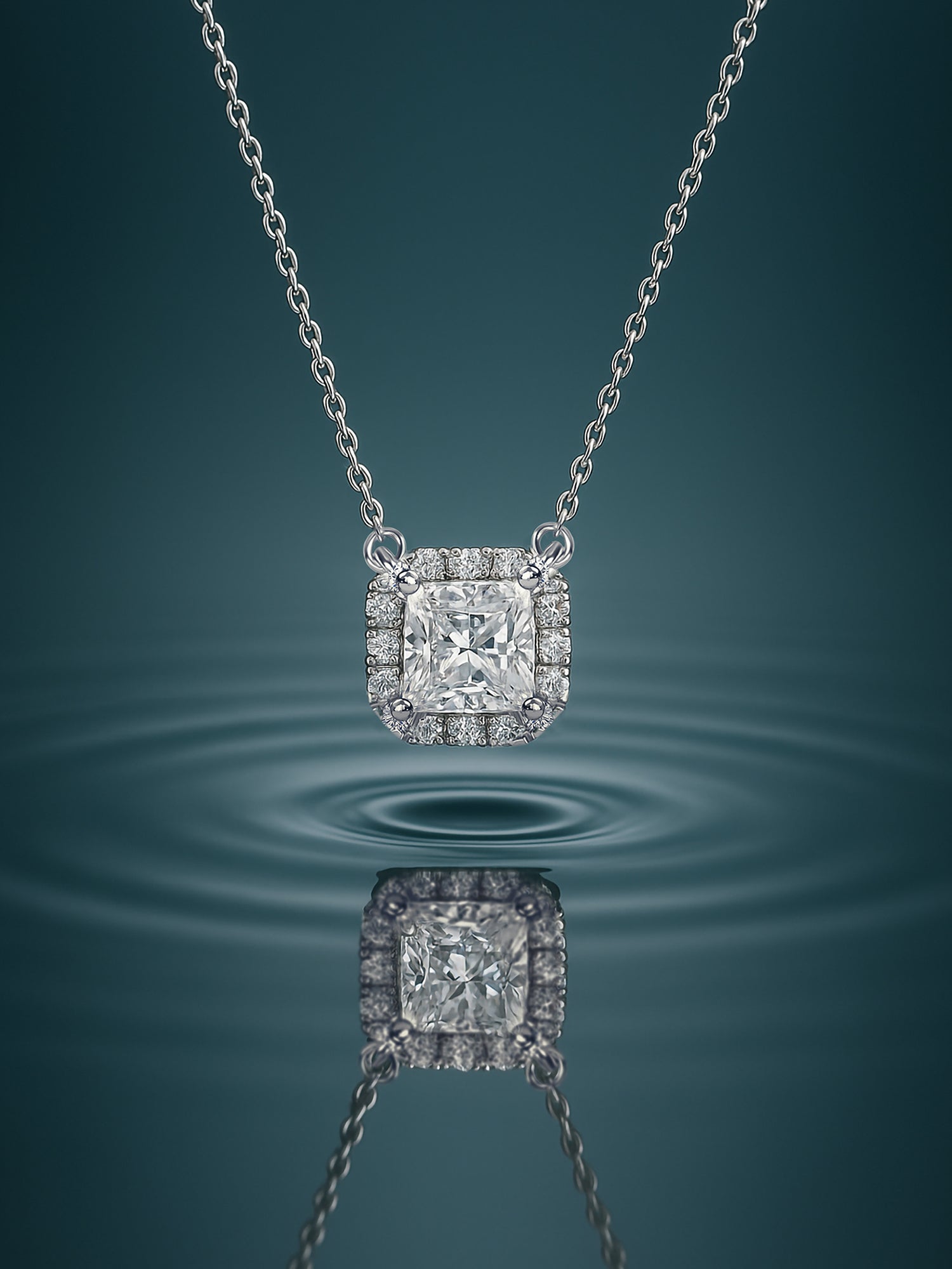 Princess 1 Carat Lab Diamond Gold Necklace