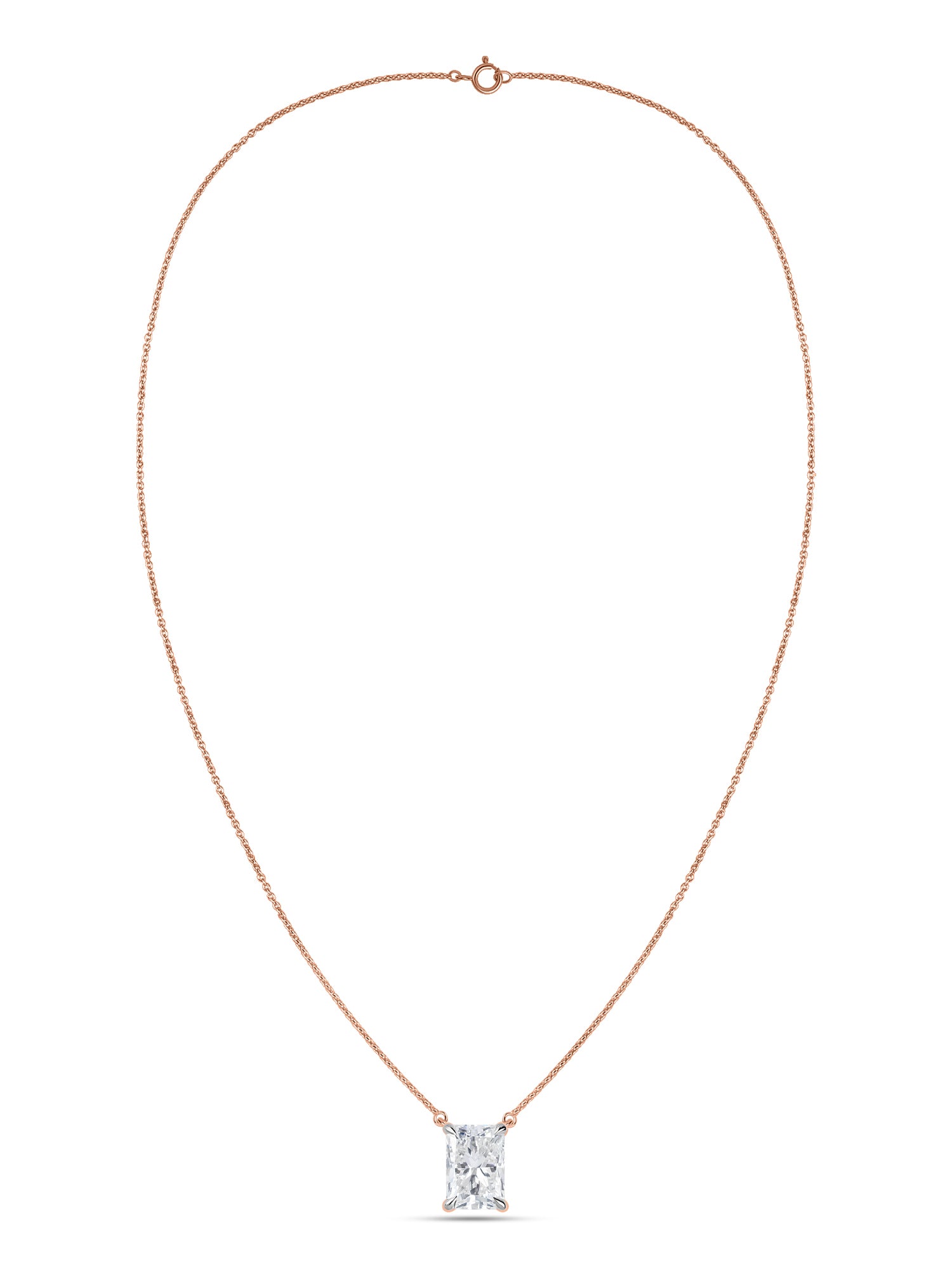 Radiant 1 Carat Solitaire Diamond Gold Necklace