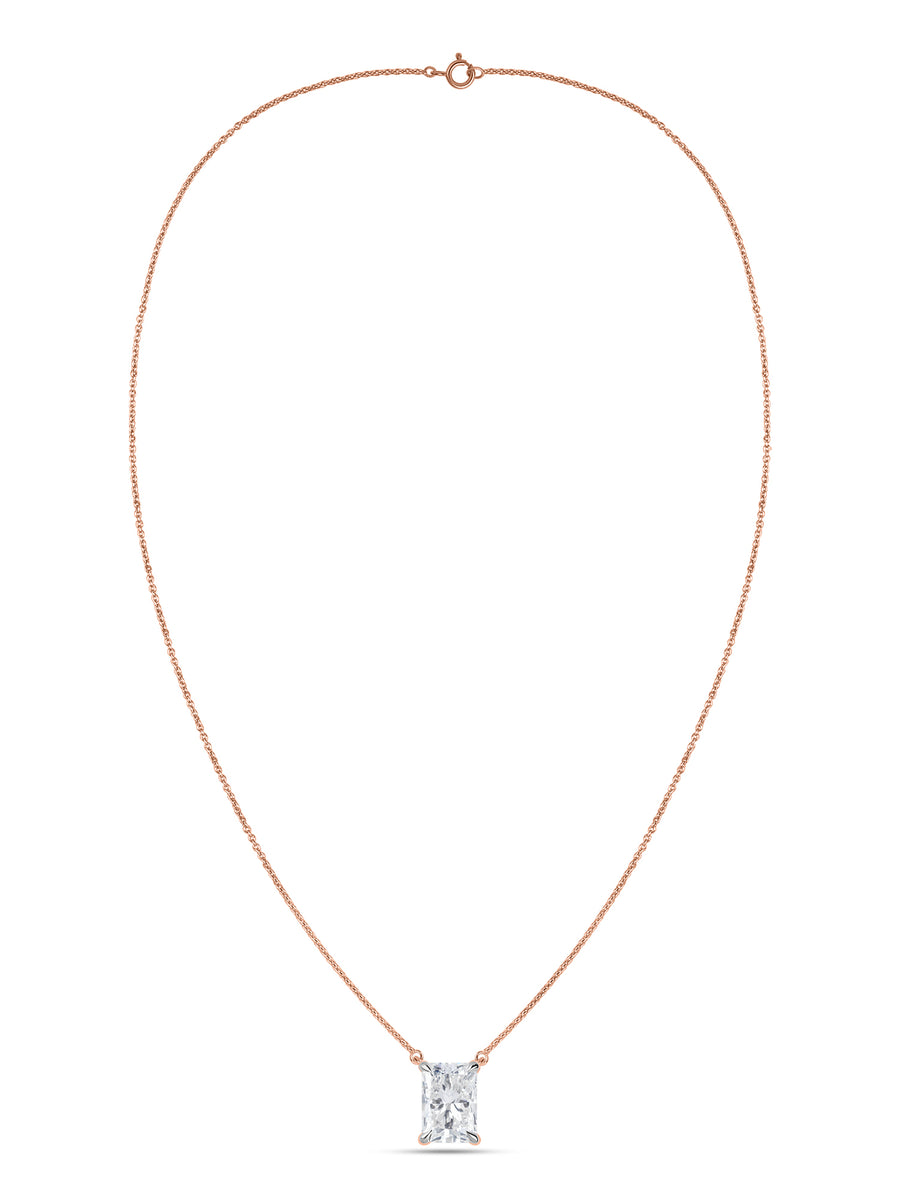 Radiant 1 Carat Solitaire Diamond Gold Necklace