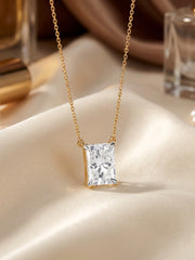 Radiant 1 Carat Solitaire Diamond Gold Necklace