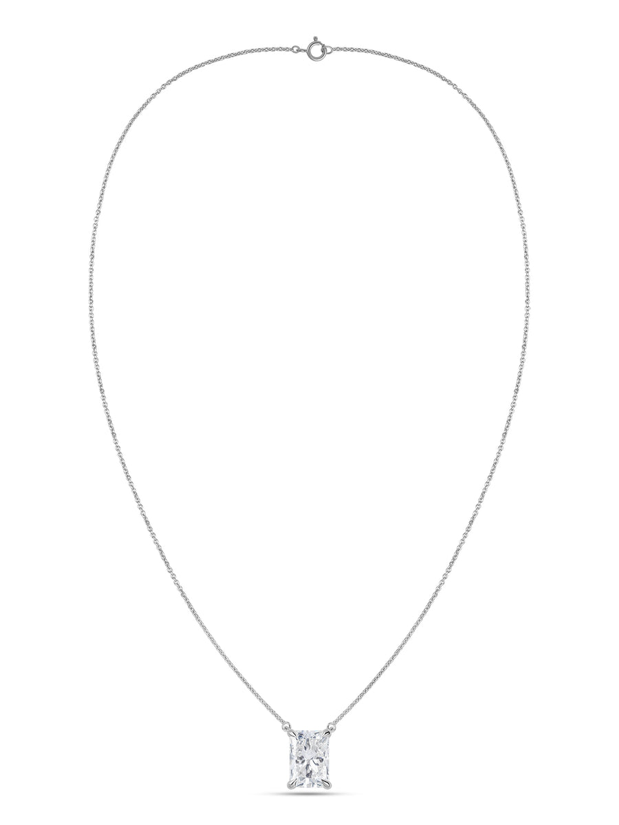 Radiant 1 Carat Solitaire Diamond Gold Necklace