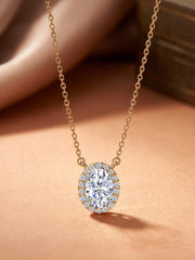 Ornate 1 Carat Halo Gold Necklace