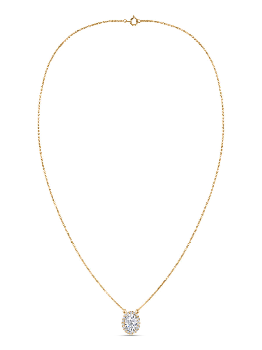 Ornate 1 Carat Halo Gold Necklace
