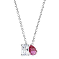 Toi Et Moi Ruby CZ Pendant With Silver Chain