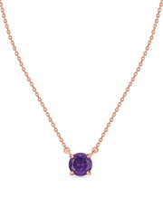 Natural Amethyst Solitaire Gold Necklace