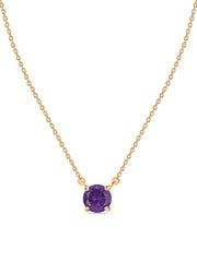 Natural Amethyst Solitaire Gold Necklace