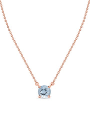 Natural Aquamarine Solitaire Gold Necklace