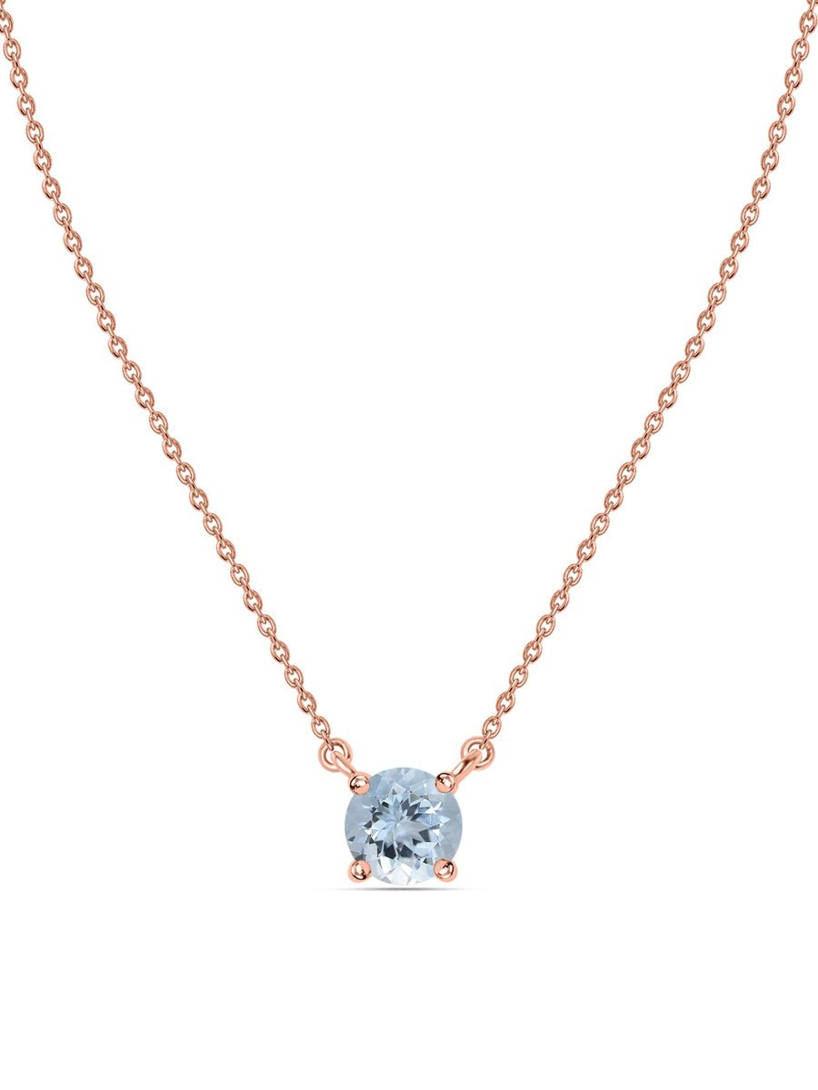 Natural Aquamarine Solitaire Gold Necklace