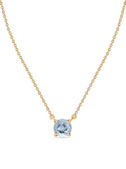 Natural Aquamarine Solitaire Gold Necklace