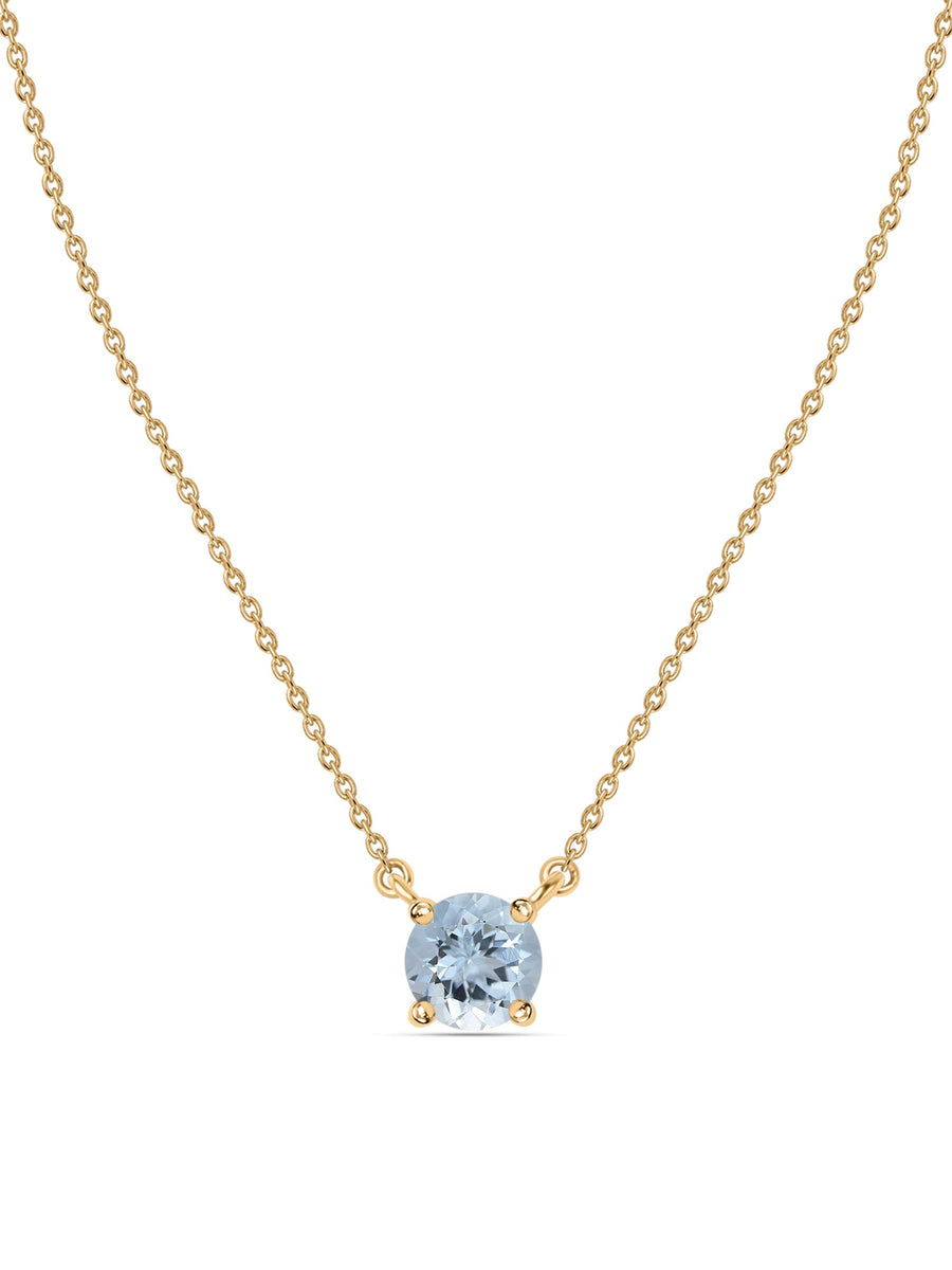Natural Aquamarine Solitaire Gold Necklace