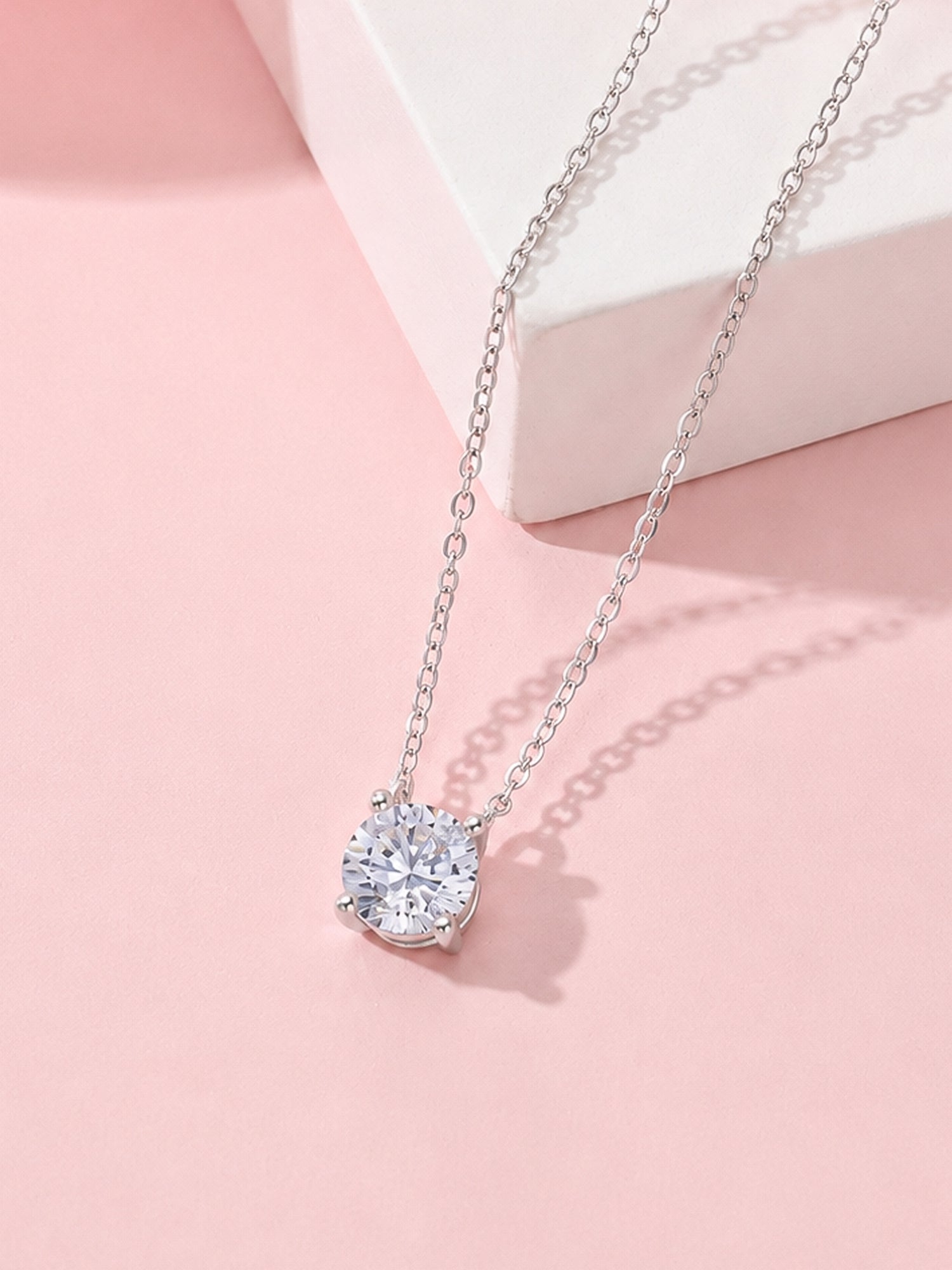 Luna Shine Silver Solitaire Necklace