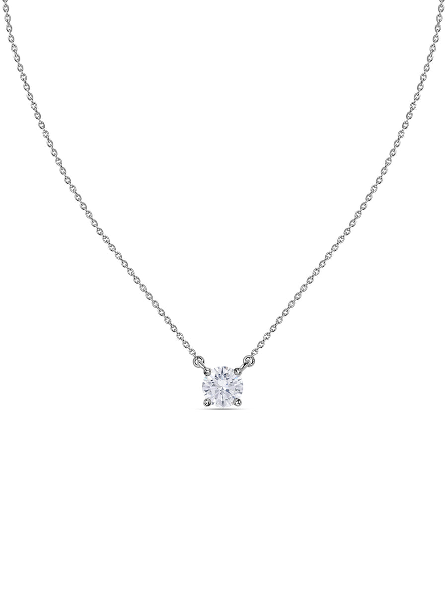 Luna Shine Silver Solitaire Necklace
