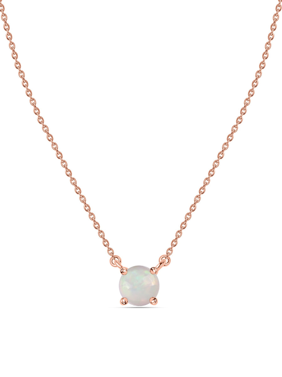 Natural Ethiopian Opal Solitaire Gold Necklace