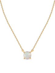 Natural Ethiopian Opal Solitaire Gold Necklace