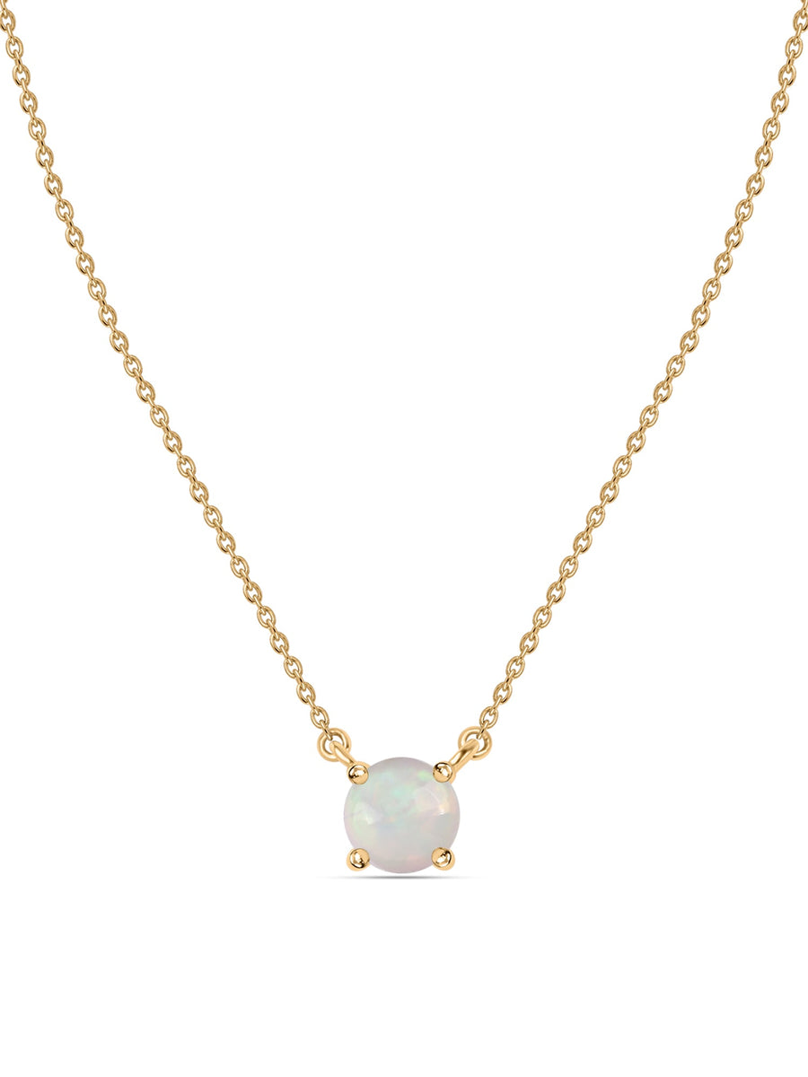 Natural Ethiopian Opal Solitaire Gold Necklace