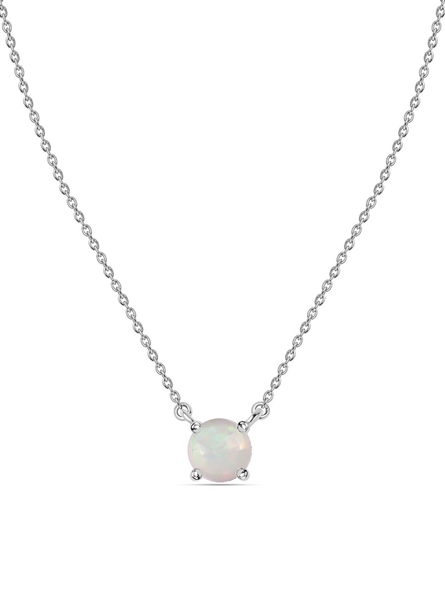 Natural Ethiopian Opal Solitaire Gold Necklace