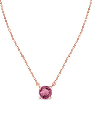 Natural Pink Tourmaline Solitaire Gold Necklace