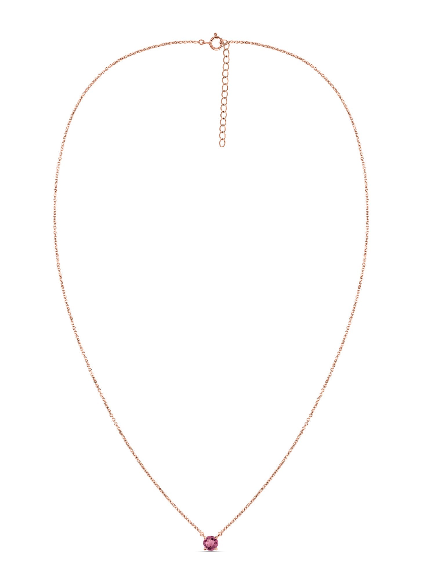 Natural Pink Tourmaline Solitaire Gold Necklace